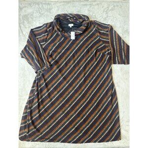 Avenue Plus Striped Sweater Dress Cowl Neck Rust Burgundy 30/32 4X 5X